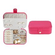 Travel Jewelry Box For Women Leather Jewelry Case Storage Display Holder Unique Bargains