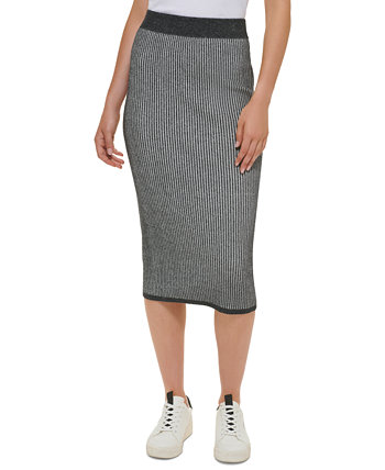 Женская облегающая юбка-миди без застежек в рубчик DKNY Jeans