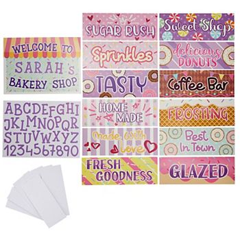 87 Pcs Two Sweet Birthday Decorations Donut Party Signs Stickers, Donut Grow Up Blue Panda