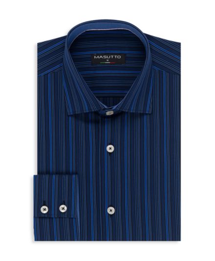Fitted `With A Spread Collar, Contrast Trim, And A Neatly Lined Row Of Tonal Buttons Masutto