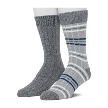 Cuddl Duds Socks For Men 2 пары носков в полоску и однотонную рубчик с круглым вырезом Climatesmart by Cuddl Duds