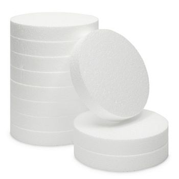 12 Pack Foam Circles For Crafts, Diy Projects, Cake Dummies, 6x6x1 In, White Juvale