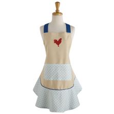 28.5” Brown and Blue Indoor Ruffle Apron Red Rooster with Pocket CC Home Furnishings