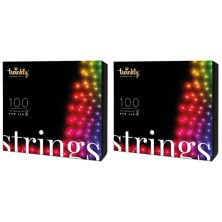 Twinkly 100 LED RGB Multicolor 26 ft String Lights, Bluetooth & WiFi, 2 Pack Twinkly