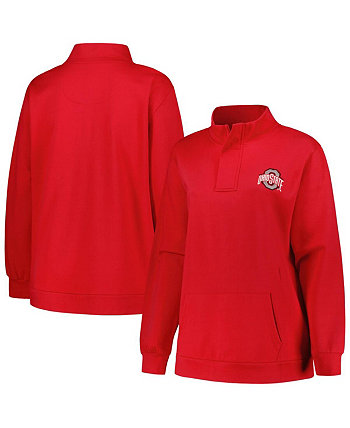 Женская флисовая куртка Scarlet Ohio State Buckeyes большого размера с молнией четверть Profile