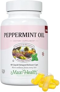 Maxi Health - Peppermint Oil with Ginger & Fennel Delayed Release Capsules - Digestion & Absorption Ingestible Dietary Supplement with Natural Essential Oil Ingredients - Digestive Health Support Maxi Health