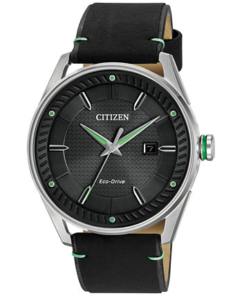 Drive от Citizen Eco-Drive Мужские черные кожаные часы с ремешком 42мм BM6980-08E Citizen