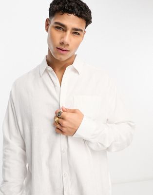 Белая льняная рубашка с длинными рукавами New Look New Look