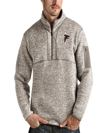 Men's Oatmeal Atlanta Falcons Fortune Quarter-Zip Pullover Jacket Antigua