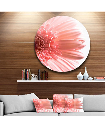 Designart Диск «Большие розовые лепестки цветов ромашки» Цветочный металлический круг Wall Art - 23 "x 23" Design Art