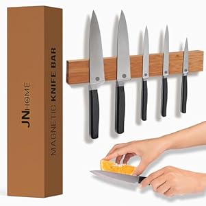 JN Home 16.5-Inch Magnetic Knife Holder - Premium Kitchen Magnetic Knife Strip, Wood Magnetic Knife Holder for Wall | Refrigerator Knife Magnetic Strip, No-Drill Knife Magnet – Brown Generic