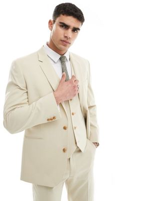 ASOS DESIGN wedding slim suit jacket in stone ASOS DESIGN