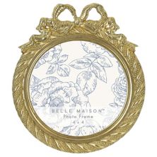 Belle Maison 4&#34; х 4&#34; Золотая круглая настольная рамка с бантом и веревкой Belle Maison