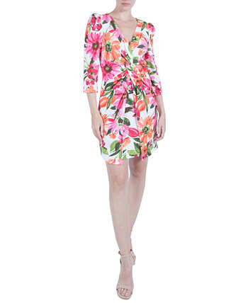Женское платье-футляр с закрученным передом и рукавами 3/4 с цветочным принтом Julia Jordan