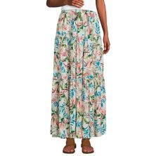Women's Lands' End Printed Flowy Tiered Maxi Skirt Lands' End