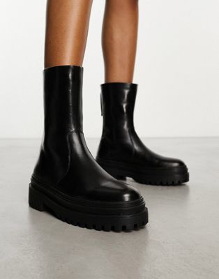 Черные кожаные ботинки на молнии Walk London Margot WALK London