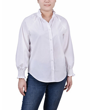 Миниатюрная блузка с длинными рукавами и пуговицами спереди NY Collection