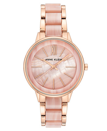 Женские часы-браслет из акрила с оттенком розового золота и розового мрамора, 37 мм Anne Klein
