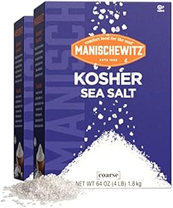 Manischewitz Natural Bulk Kosher Salt, 4lb (2 Pack) 100% Coarse Sea Salt from Sicily Italy | Iodine Free | No Additives or Fillers | The Perfect Salt Grinder Refill | 25% more than 3lb Kosher Salt Box Manischewitz