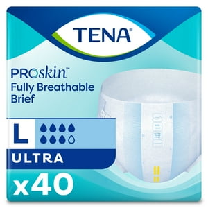 TENA Ultra Heavy Breathable Absorbency Adult Incontinence Brief, Large, 80 Ct Tena