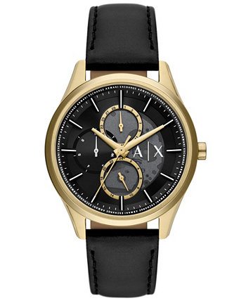 Мужские многофункциональные черные кожаные часы Dante 42 мм Armani