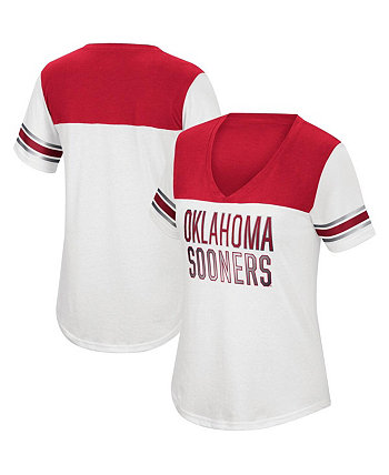Женская бело-малиновая футболка Oklahoma Sooners Good Sport с v-образным вырезом Top of the World