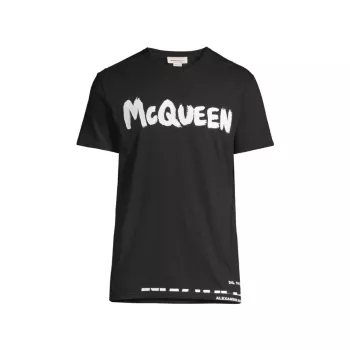 Хлопковая футболка с принтом логотипа Alexander McQueen