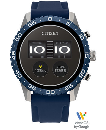 Смарт-часы унисекс CZ Smart Wear OS с синим силиконовым ремешком 45 мм Citizen