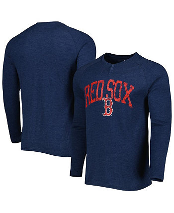 Мужская футболка Hether Navy Boston Red Sox Inertia Raglan с длинными рукавами и рисунком хенли Concepts Sport