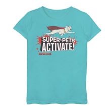 Девочки 7–16 лет DC Super Pets Супер питомцы активируйте! Футболка с графическим рисунком DC Comics