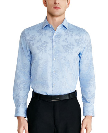 Men's Slim-Fit Floral Stencil Oxford Dress Shirt Tallia