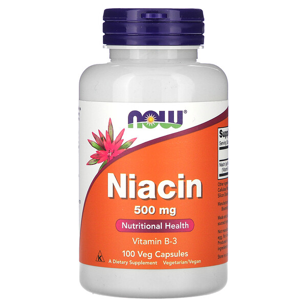 Ниацин - 500 мг - 100 растительных капсул - NOW Foods NOW Foods