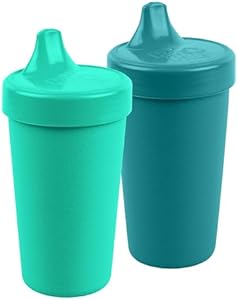 Re-Play Made in USA 2 Pack Sippy Cups for Toddlers, 10 Oz. - Reusable Spill Proof Cups for Kids, Dishwasher/Microwave Safe - Hard Spout Sippy Cups for Toddlers 3.13" x 6.25", Amethyst/Bright Pink Re-Play