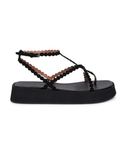 Leather Flatform Sandals Alaïa