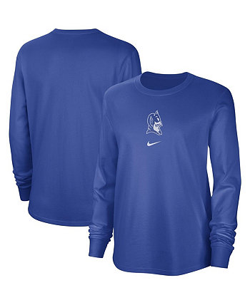 Женская рваная футболка Royal Duke Blue Devils с длинным рукавом в винтажном стиле Nike