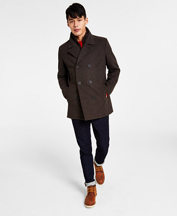 Мужской пальто из шерстяной смеси с двойным застежкой-брендиком Kenneth Cole Kenneth Cole
