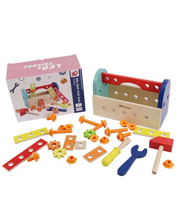 My First Tool Box Kit of 28 Wooden Pieces Leo & Friends
