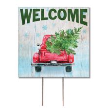 Welcome Red Truck Lawn Garden Stake Artisan Signworks