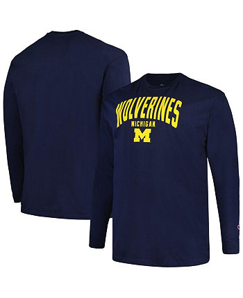Мужская темно-синяя футболка с длинным рукавом Michigan Wolverines Big and Tall Arch Champion