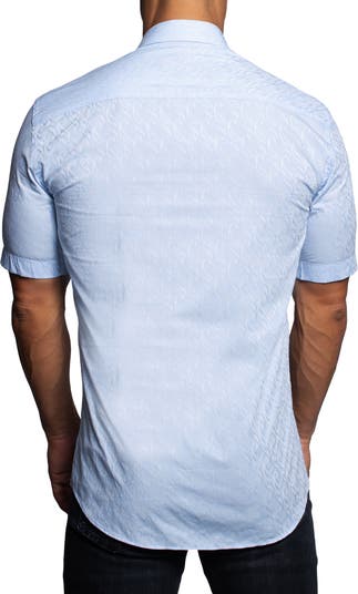 Синяя рубашка с коротким рукавом на пуговицах Galileo Paisley Maceoo