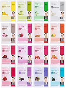 DERMAL 32 Combo Pack Collagen Essence Korean Face Mask - Hydrating & Soothing Facial Mask with Panthenol - Hypoallergenic Self Care Sheet Mask for All Skin Types - Natural Home Spa Treatment Masks Dermal