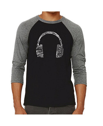 Мужская футболка Language Headphones с регланом Word Art LA Pop Art
