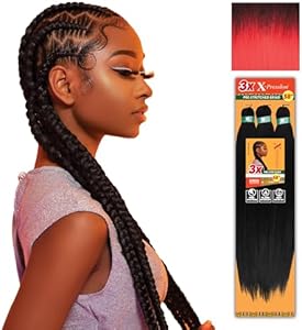 Sensationnel Xpression prestretched braiding hair - 3x xpression 58-inch kanekalon flame retardant smooth yaki braid - 3x x-pression 58 inch (1 pack, 1B OFFBLACK) Sensationnel