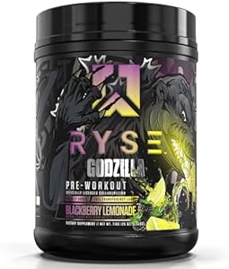 RYSE Up Supplements Noel Deyzel x Godzilla Pre Workout | Intense Pumps, Energy, & Focus | Citrulline & Beta Alanine | 400mg Total Caffeine | 40 Servings (Порции) (BlackBerry Lemonade) RYSE Up Supplements