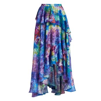 Асимметричная юбка в полоску с цветочным рисунком Marchesa Notte