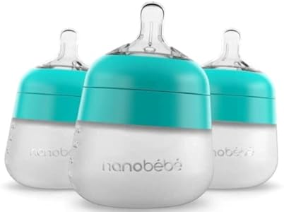 Nanobébé Flexy Silicone Baby Bottle, Anti-Colic, Natural Feel, Non-Collapsing Nipple, Non-Tip Stable Base, Easy to Clean 3-Pack, Pink, 5 oz Nanobebe