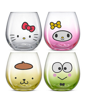 Hello Kitty and Friends Hello Sippy Stemless Drinking Glasses, Set of 4 JoyJolt