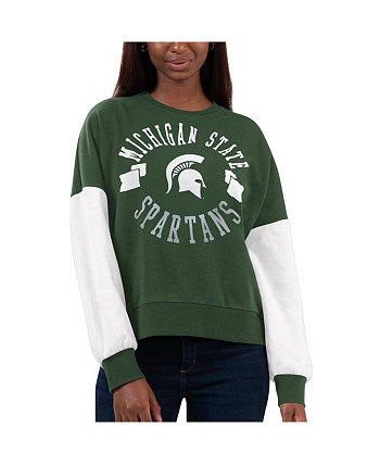 Women's Green, White Michigan State Spartans Team Pride Colorblock Pullover Sweatshirt G-III