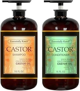 Castor Oil Rosemary Mint Shampoo and Conditioner 16 Fl Oz Set, Pack of 2 - Helps Thicker and Healthy Looking Hair - Sulfate & Paraben Free Essentially KateS