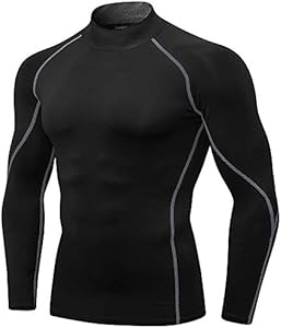 Men's Mock Compression Shirt UPF 50+ Long Sleeve Turtleneck Undershirts Baselayer Athletic Running T-Shirts Top Cargfm